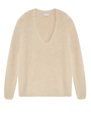 Nude Rib V Neck Sweater