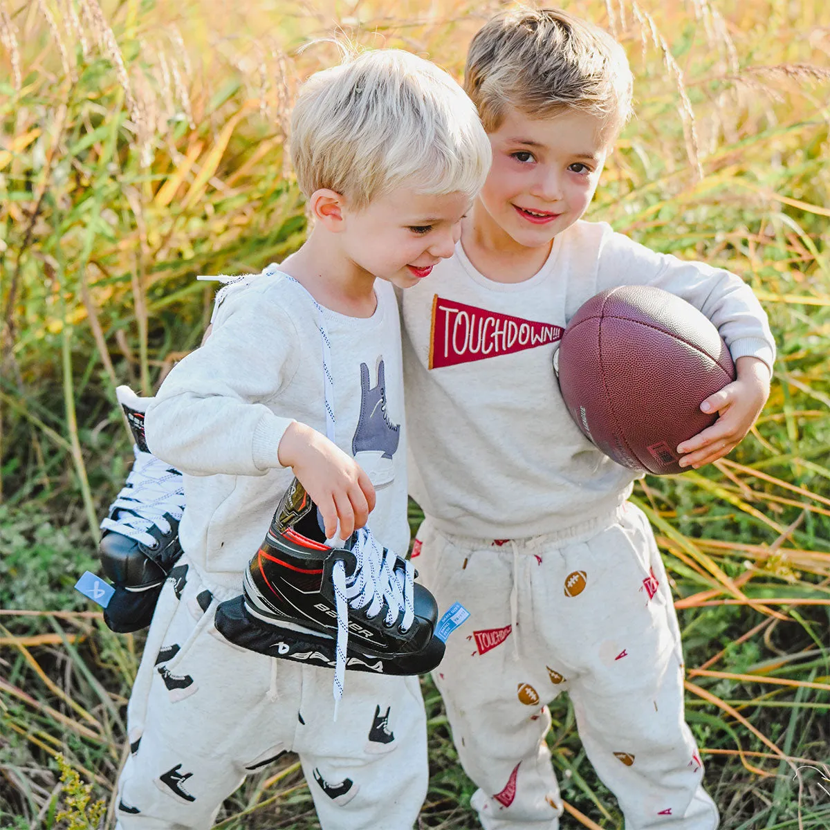 oh baby! Pocket Jogger - Vintage Football Print - Oatmeal Heather