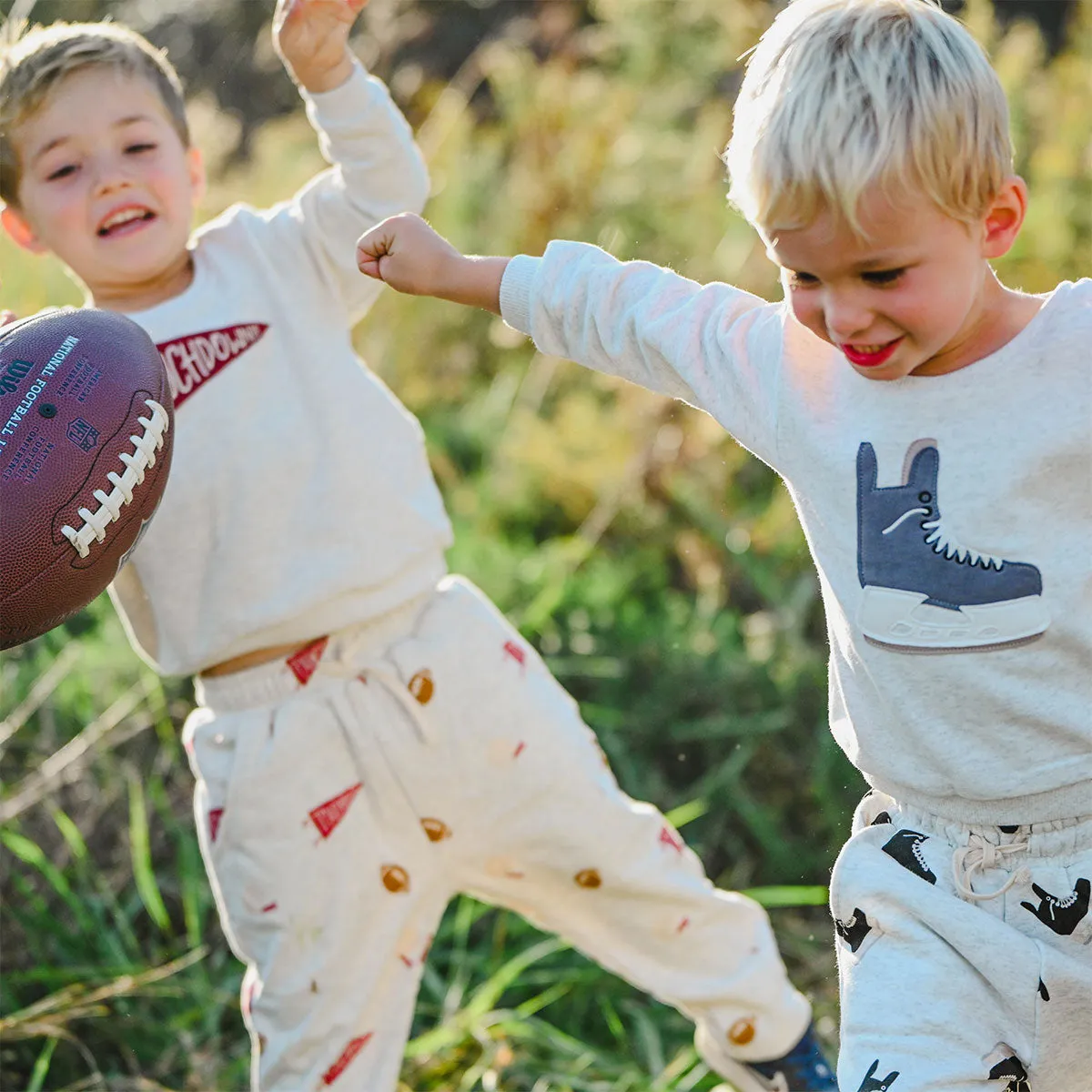 oh baby! Pocket Jogger - Vintage Football Print - Oatmeal Heather