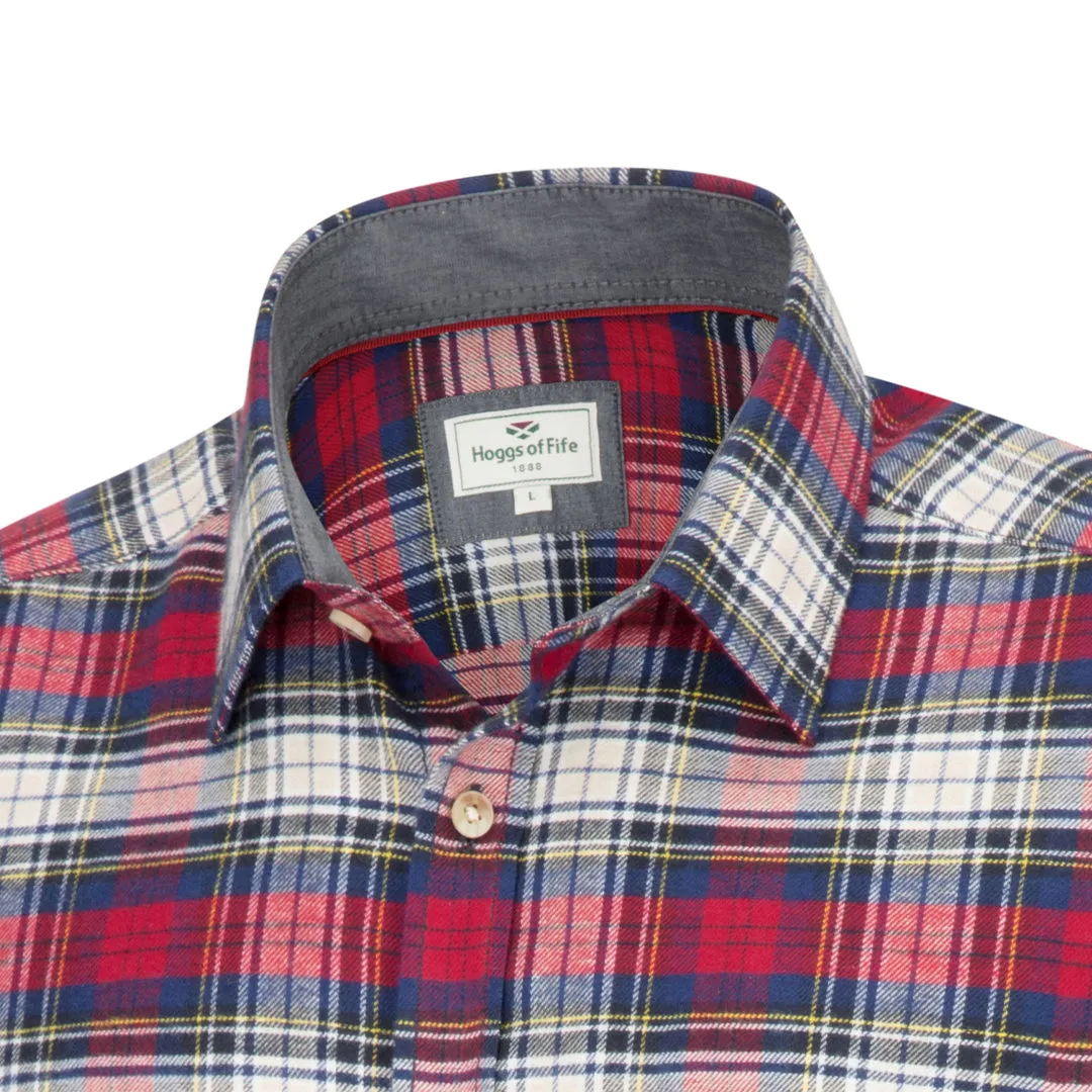 Pitscottie Flannel Shirt - Red Tartan Check by Hoggs of Fife