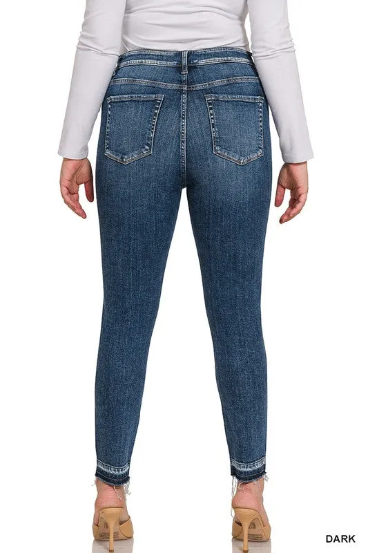 PLUS HIGH RISE CROPPED SKINNY DENIM PANTS