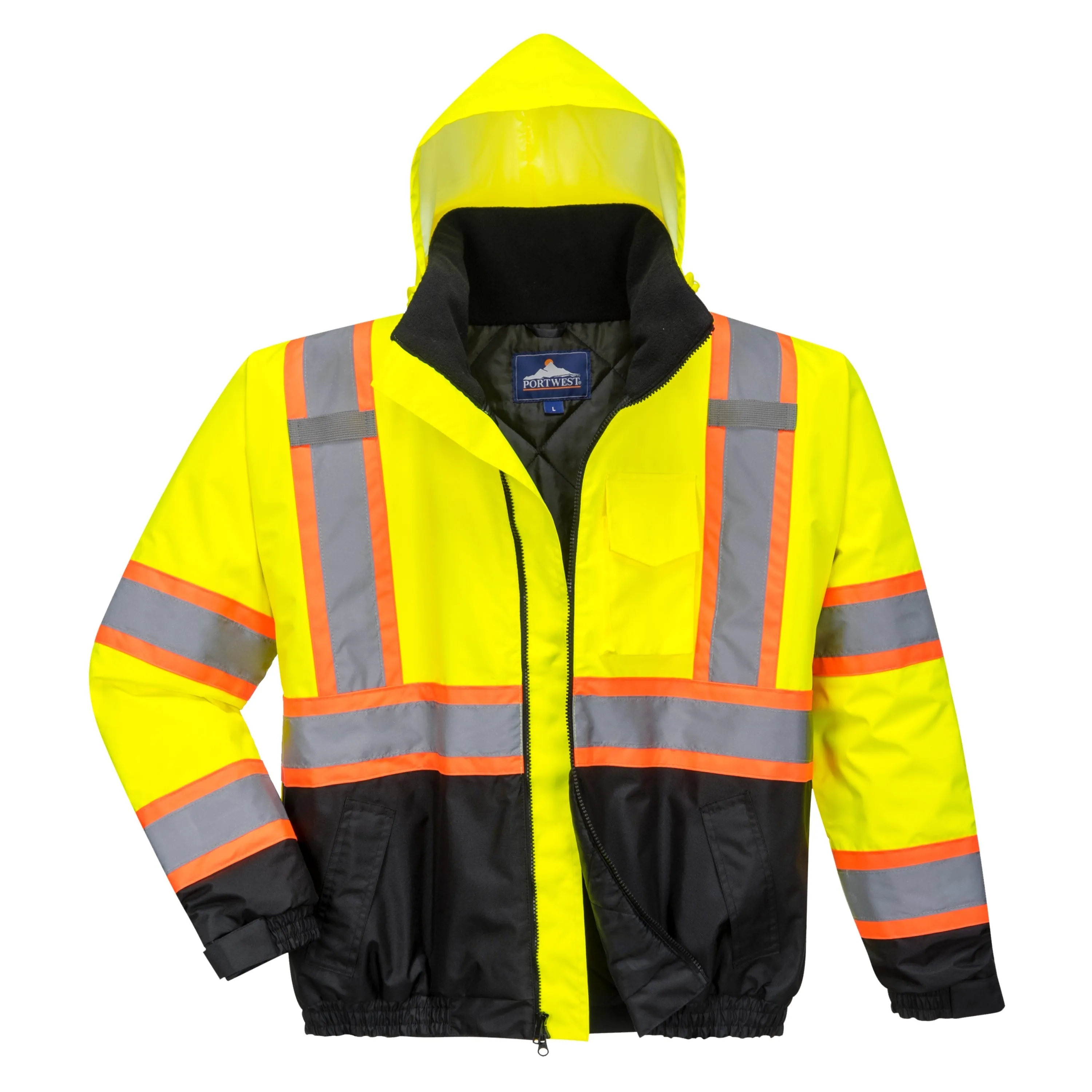 PORTWEST® Hi Vis Contrast Tape Bomber Jacket With Fleece Liner - ANSI Class 3 - US367