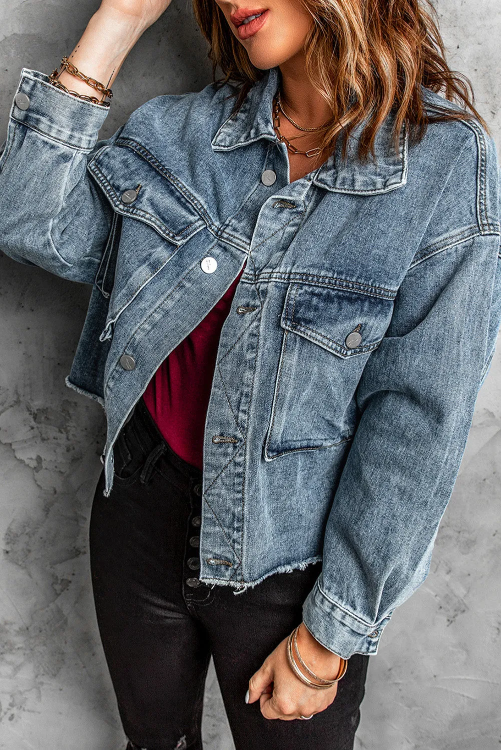 Raised On 90's Country Distressed Denim Jacket