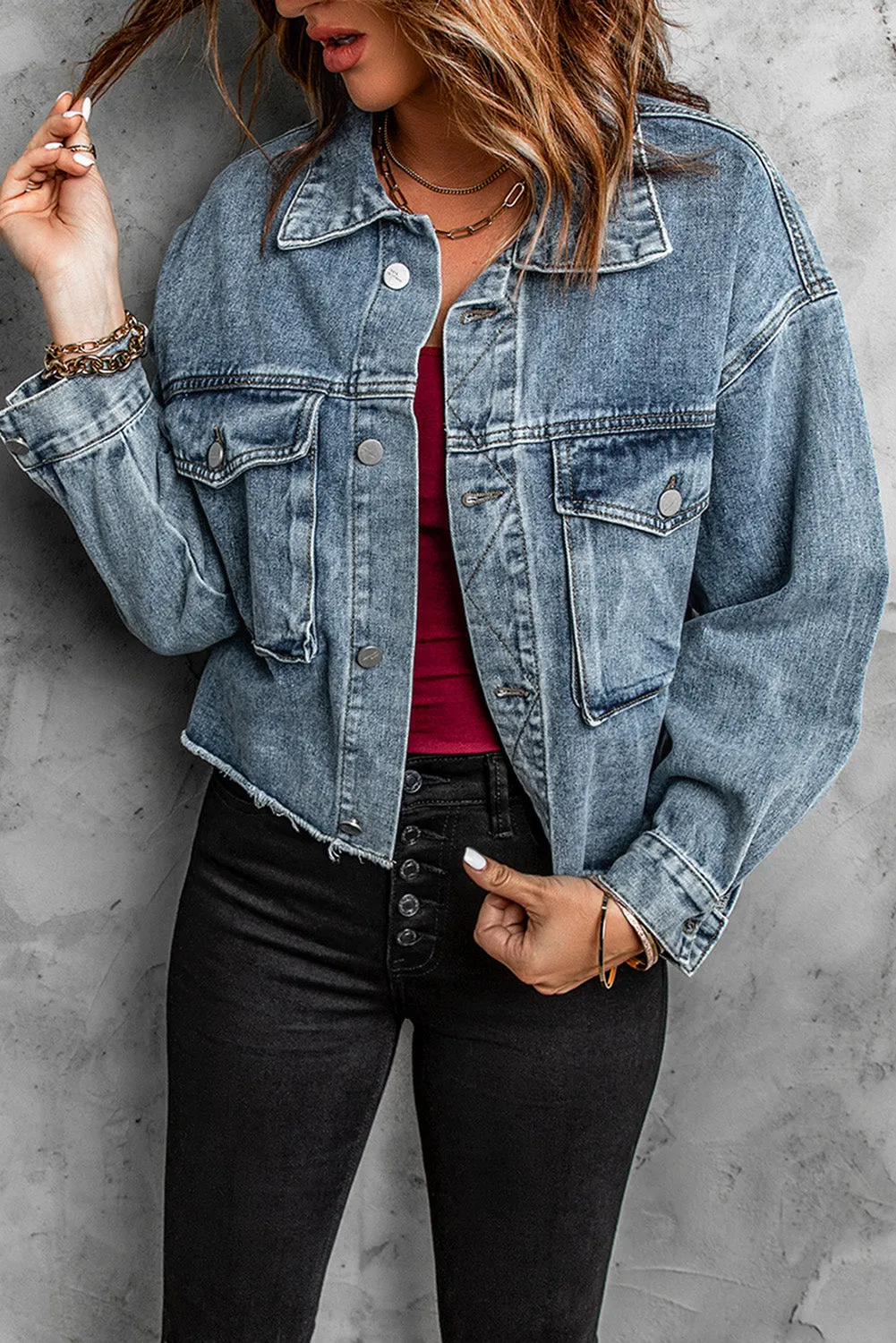 Raised On 90's Country Distressed Denim Jacket