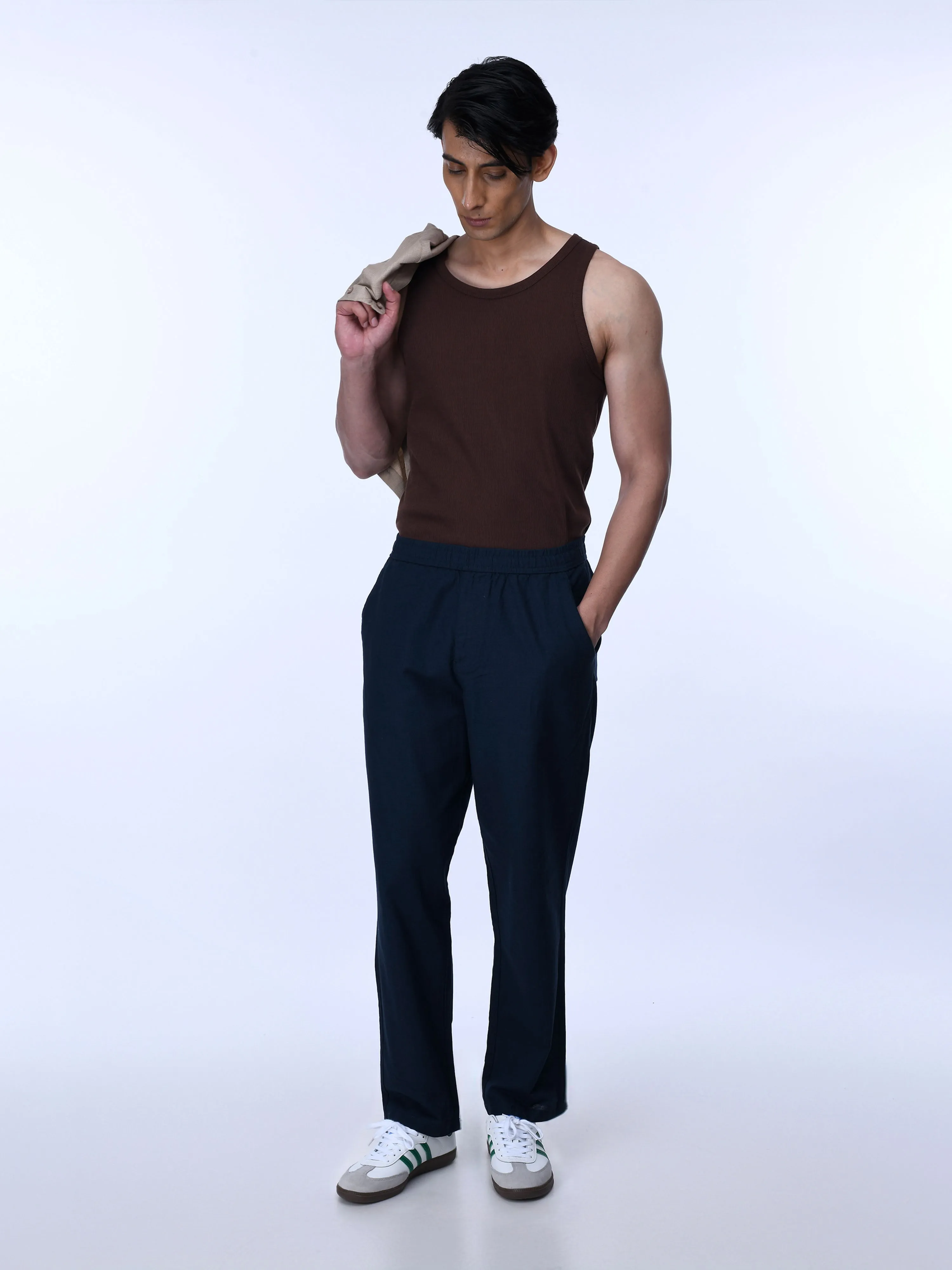 Raw Slub Relaxed Navy Flexiwaist Pants