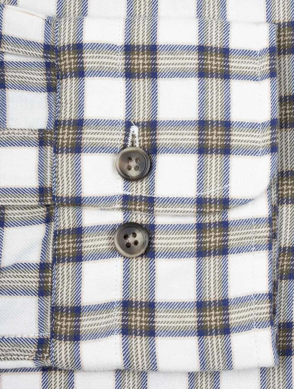 Regular Micro Tartan Flannel Shirt Cream