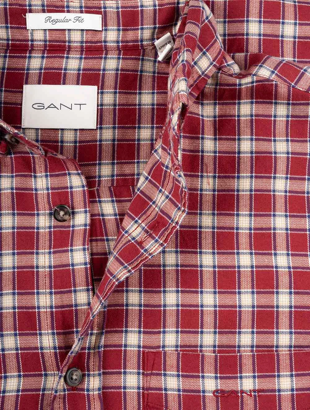 Regular Micro Tartan Flannel Shirt Plumped Red