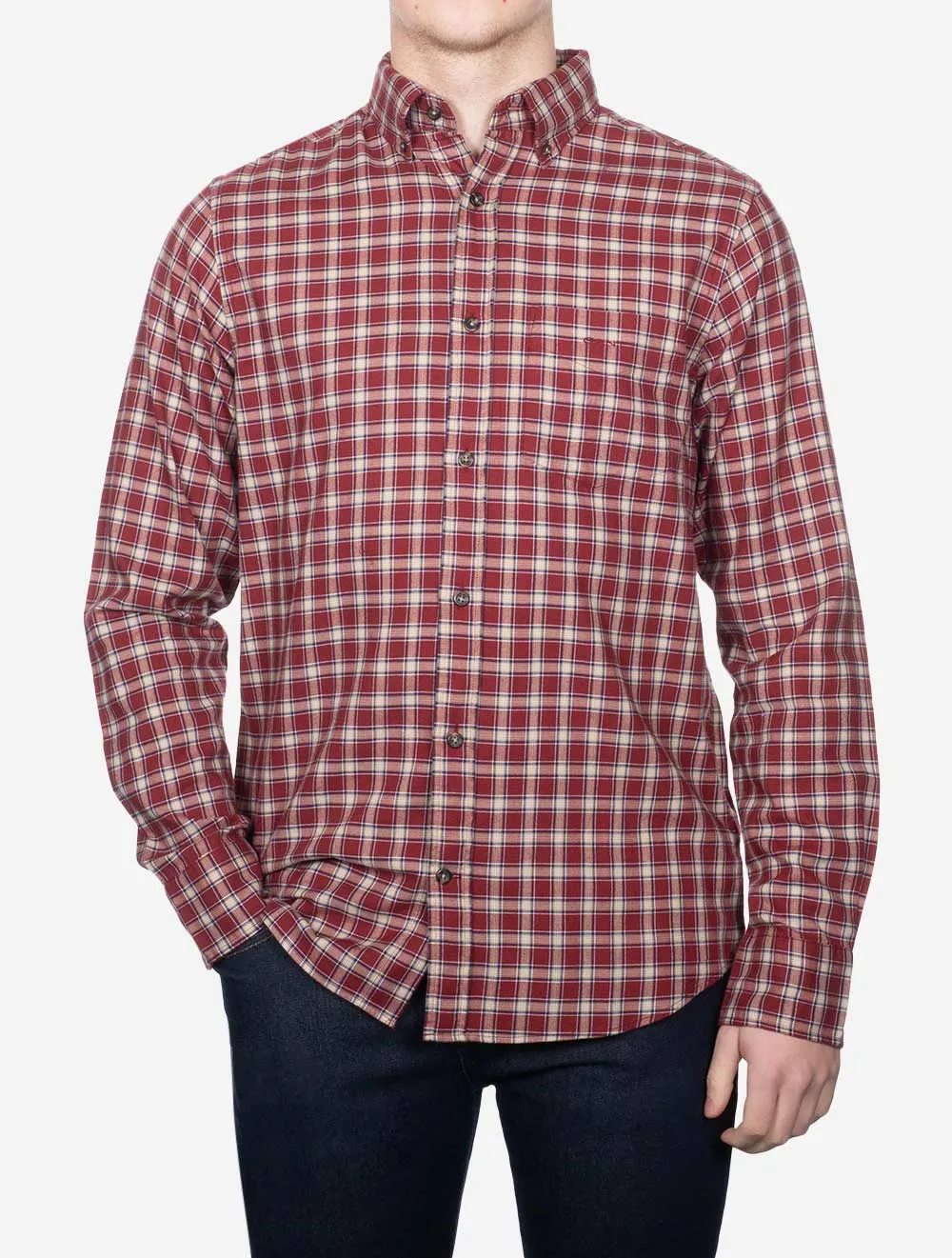 Regular Micro Tartan Flannel Shirt Plumped Red