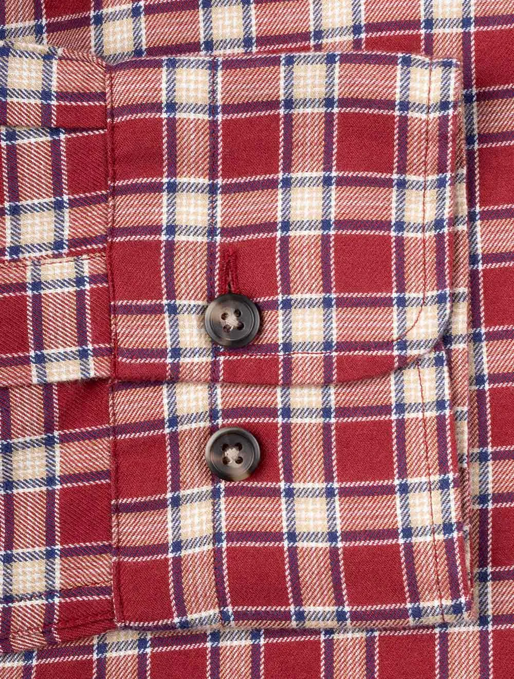 Regular Micro Tartan Flannel Shirt Plumped Red