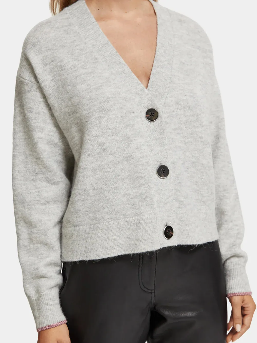 Relaxed Fit Fuzzy Cardi | Light Grey Melange