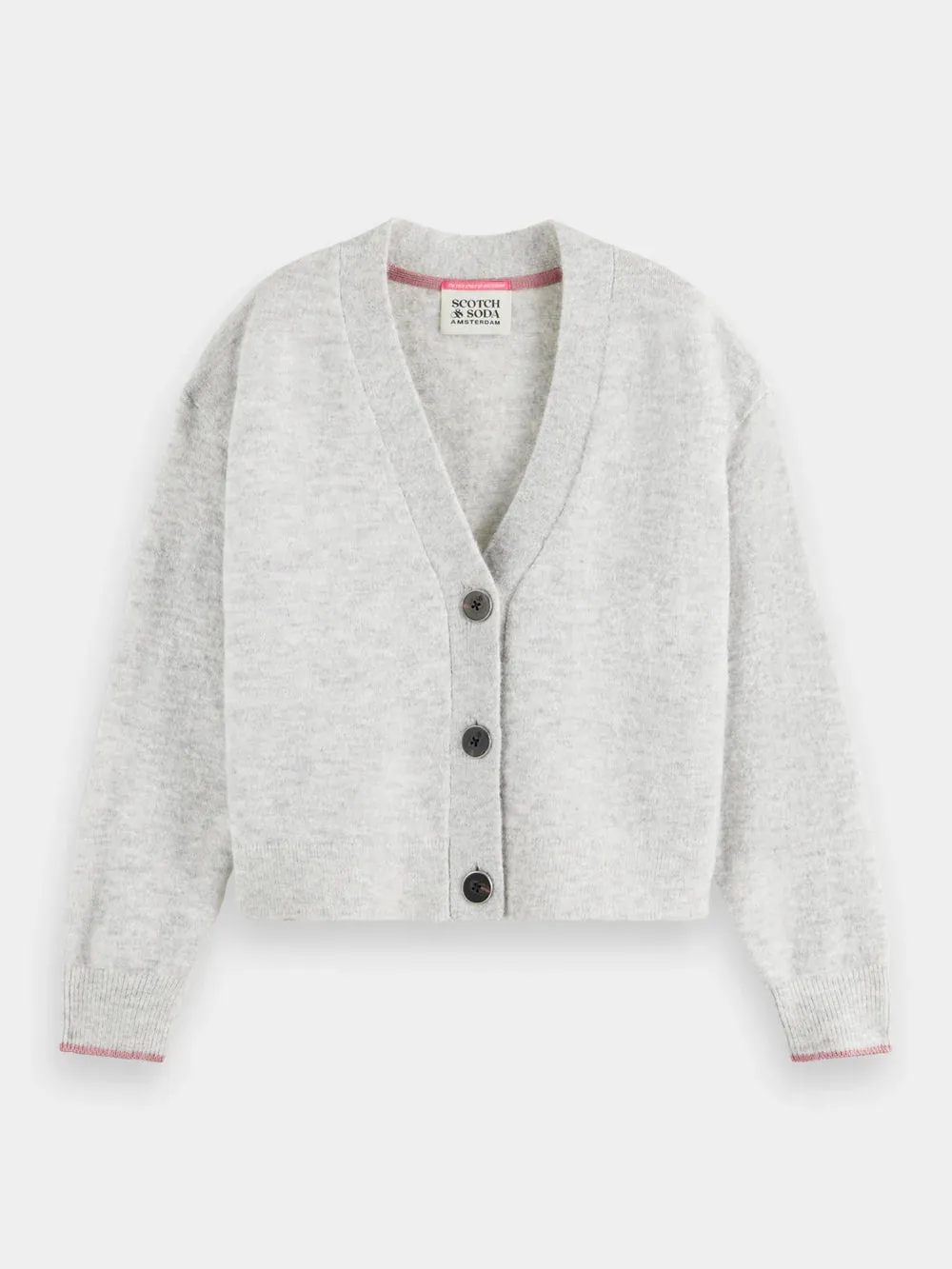 Relaxed Fit Fuzzy Cardi | Light Grey Melange