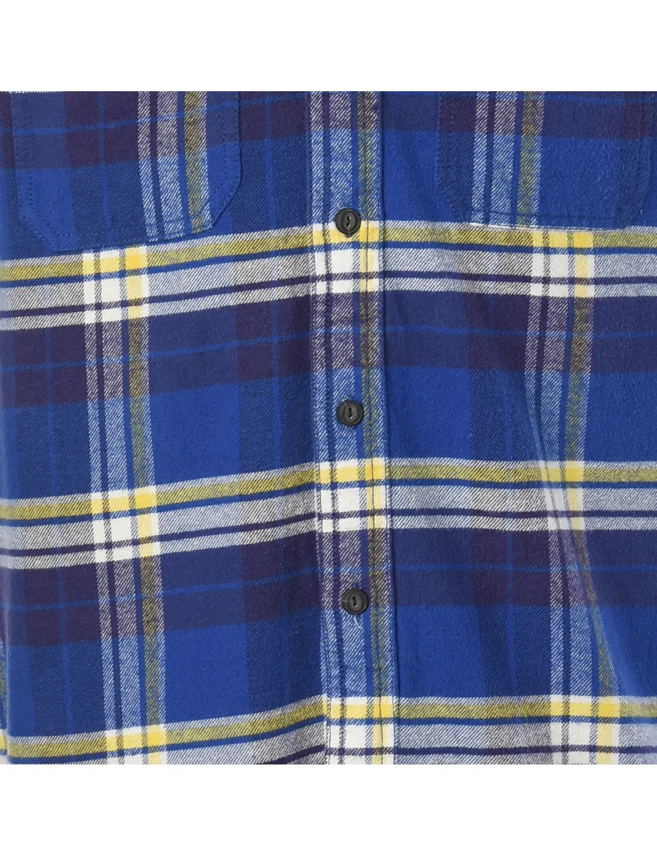 Reworked Mid Length Sleeve Flannel Shirt - S