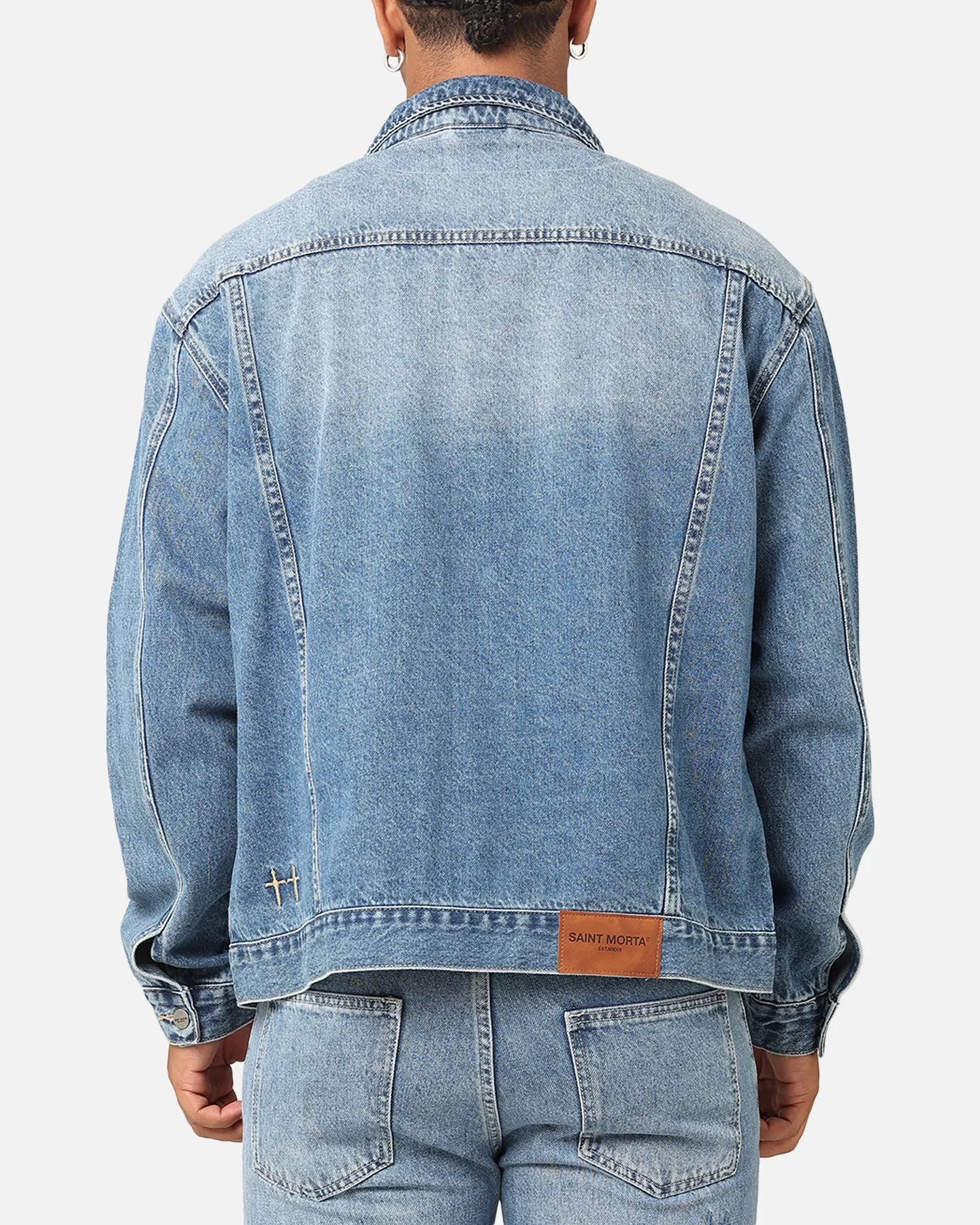 Saint Morta Denim Trucker Jacket Mid Blue Denim