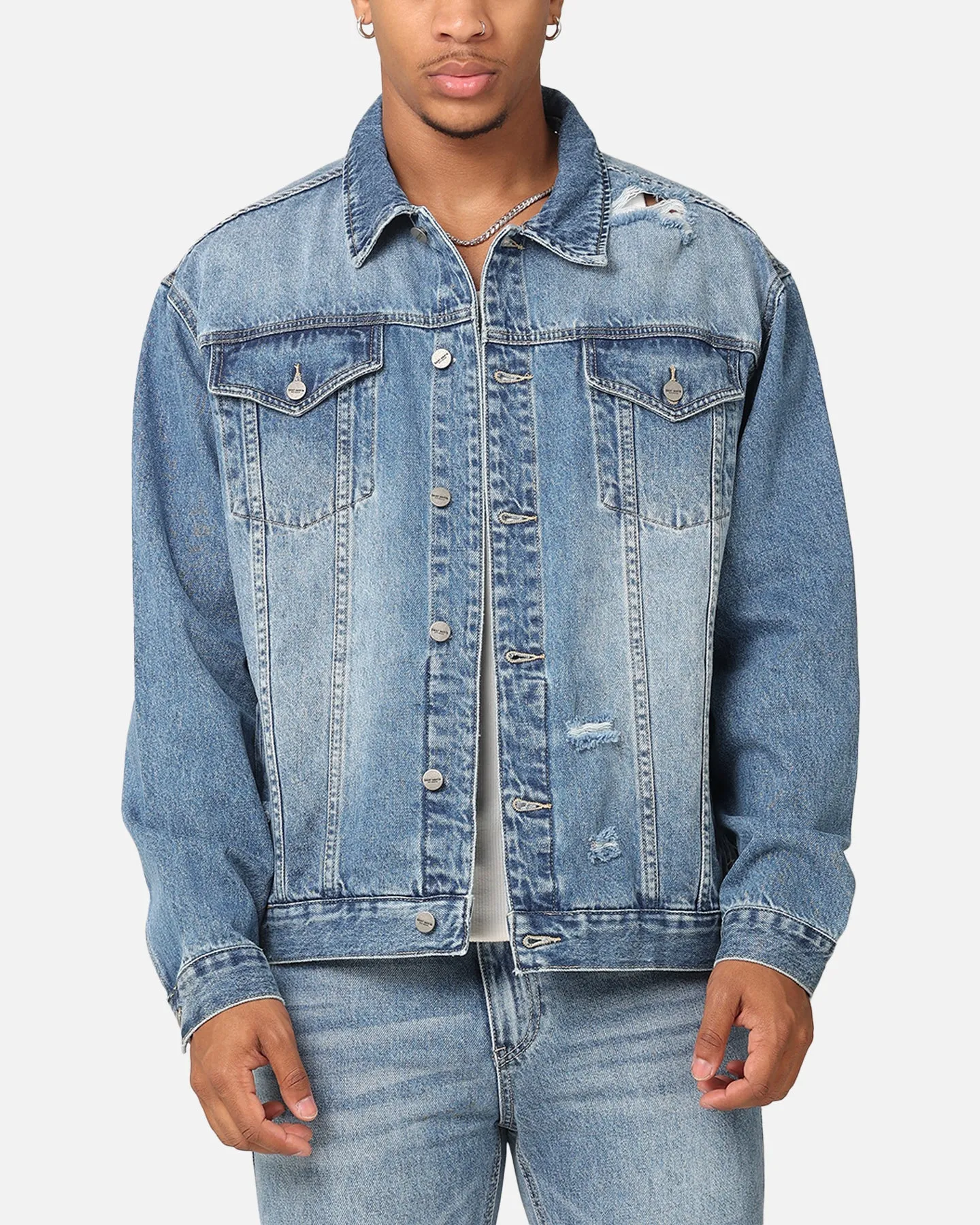 Saint Morta Denim Trucker Jacket Mid Blue Denim