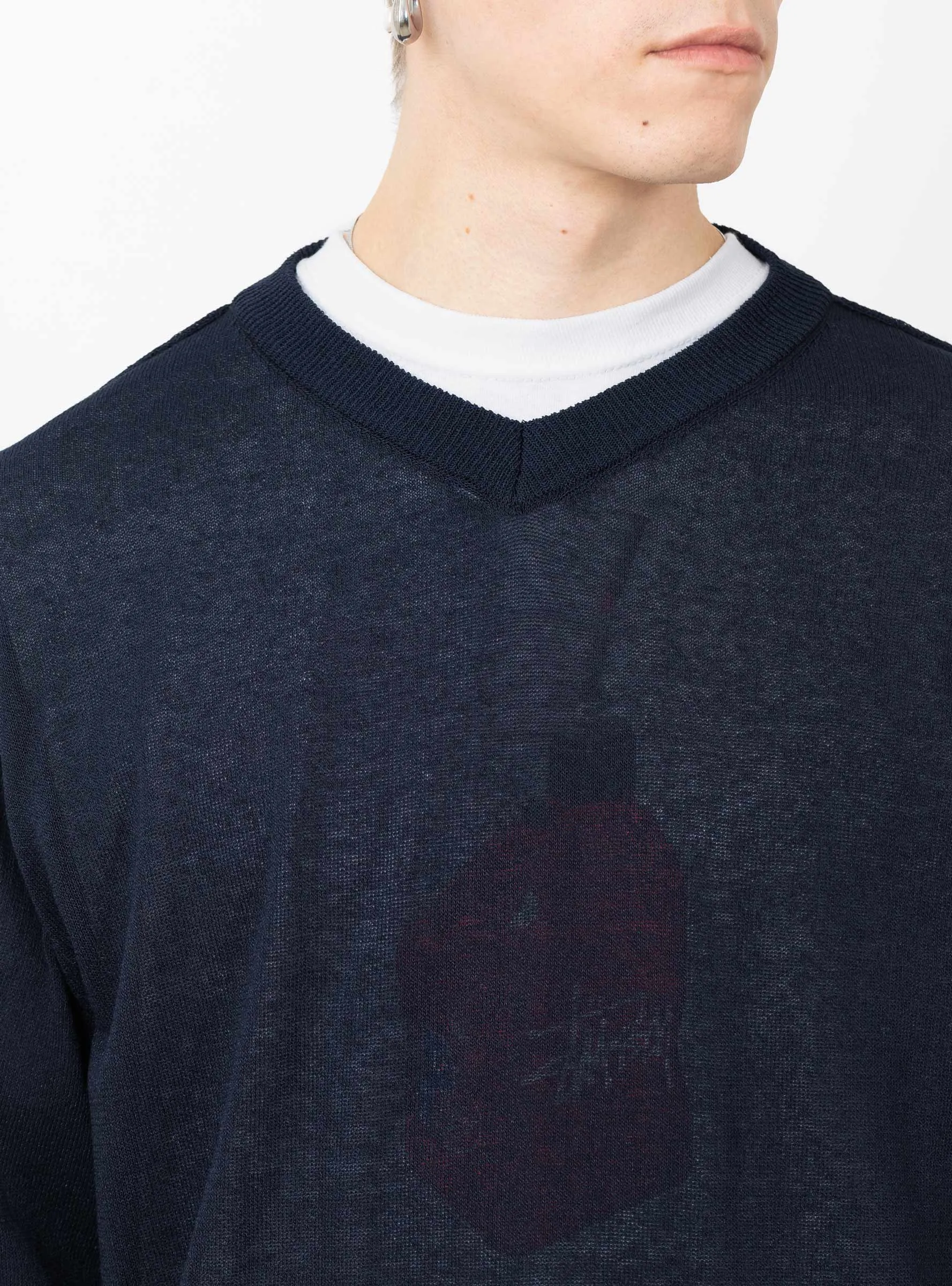 Shallow V-neck Sweater Navy