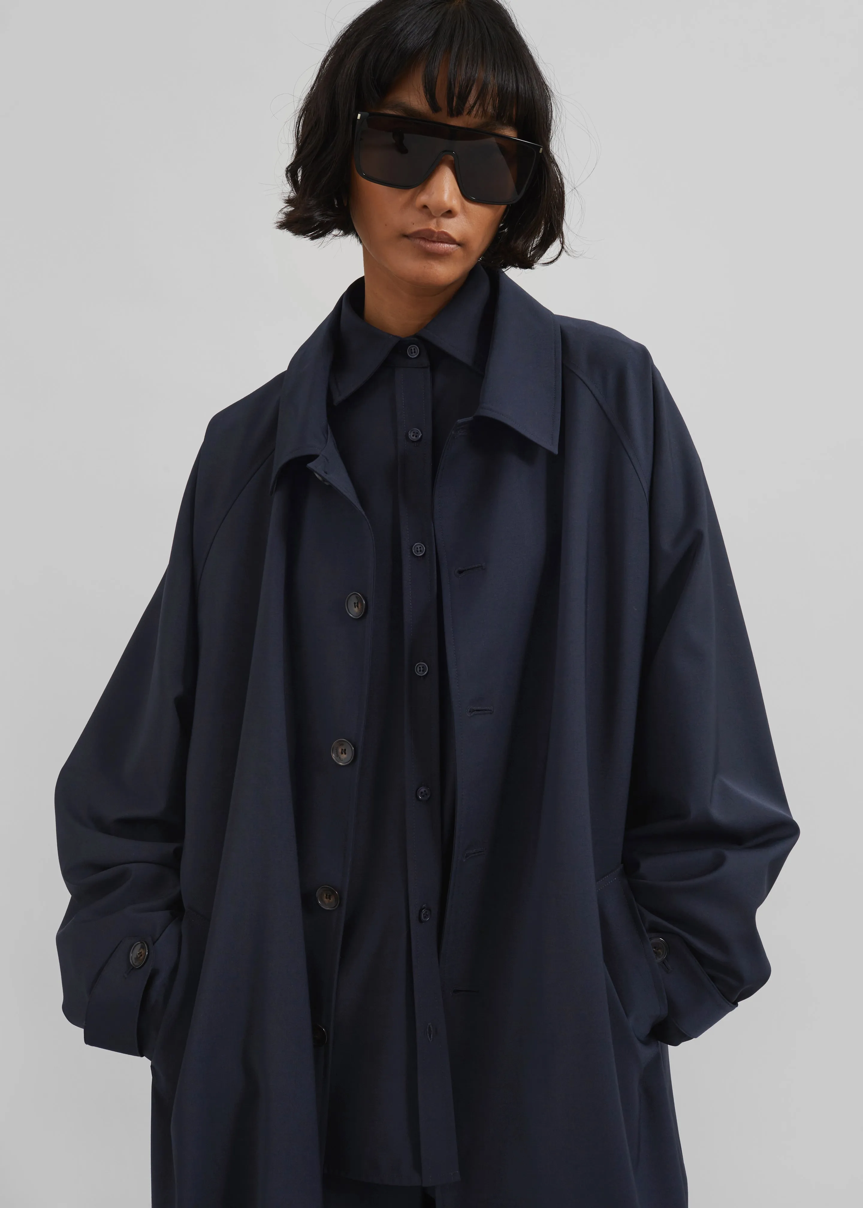 Shay Trench Coat - Dark Navy