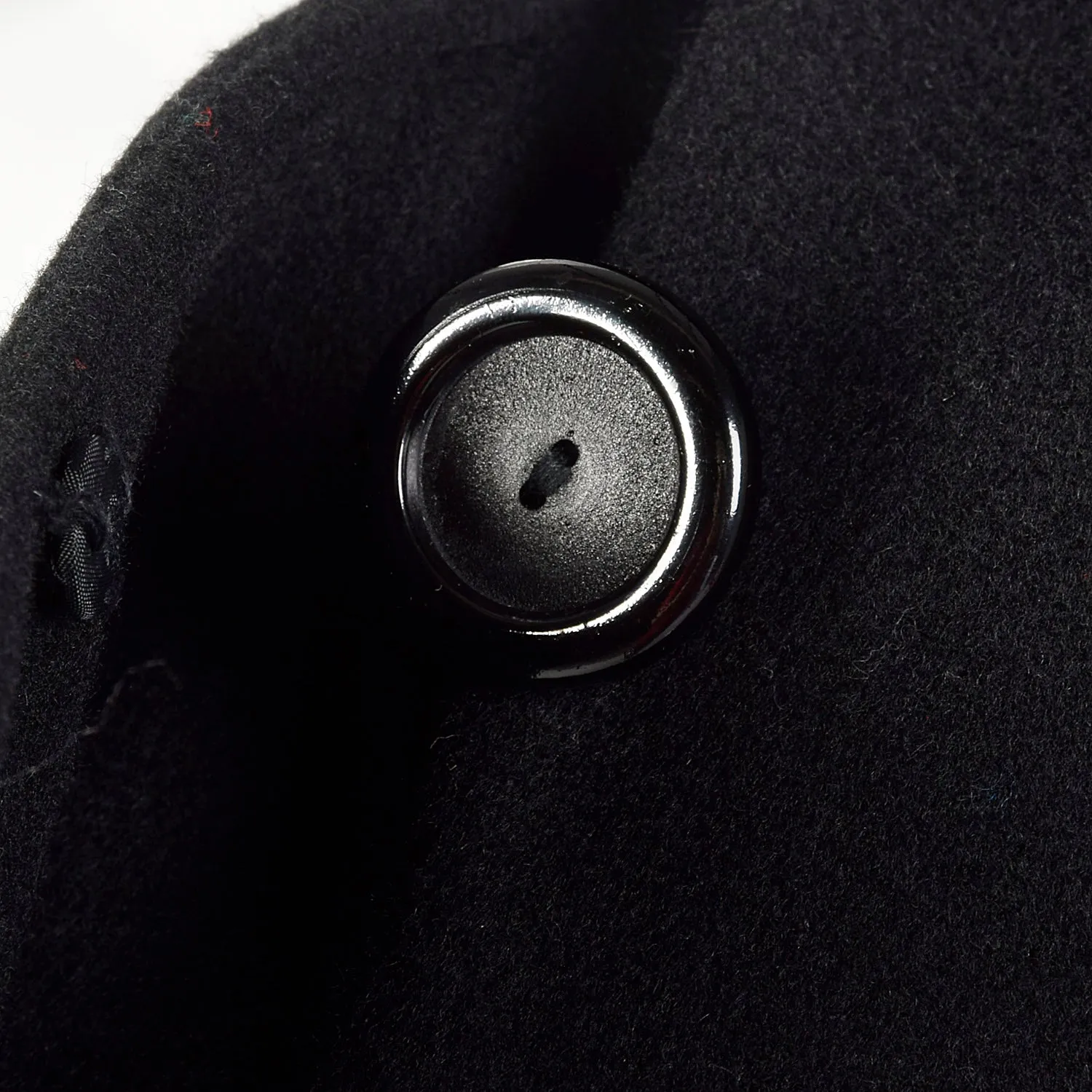 Small Black Heavyweight Wool 1970s Trench Coat