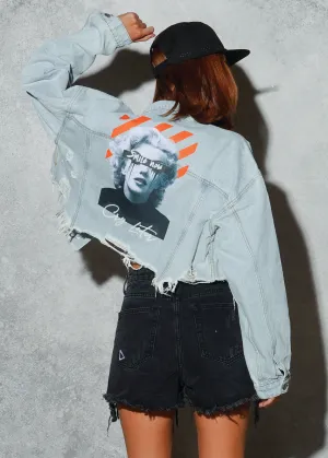 SMILE NOW CRY LATER Crop Denim Jacket