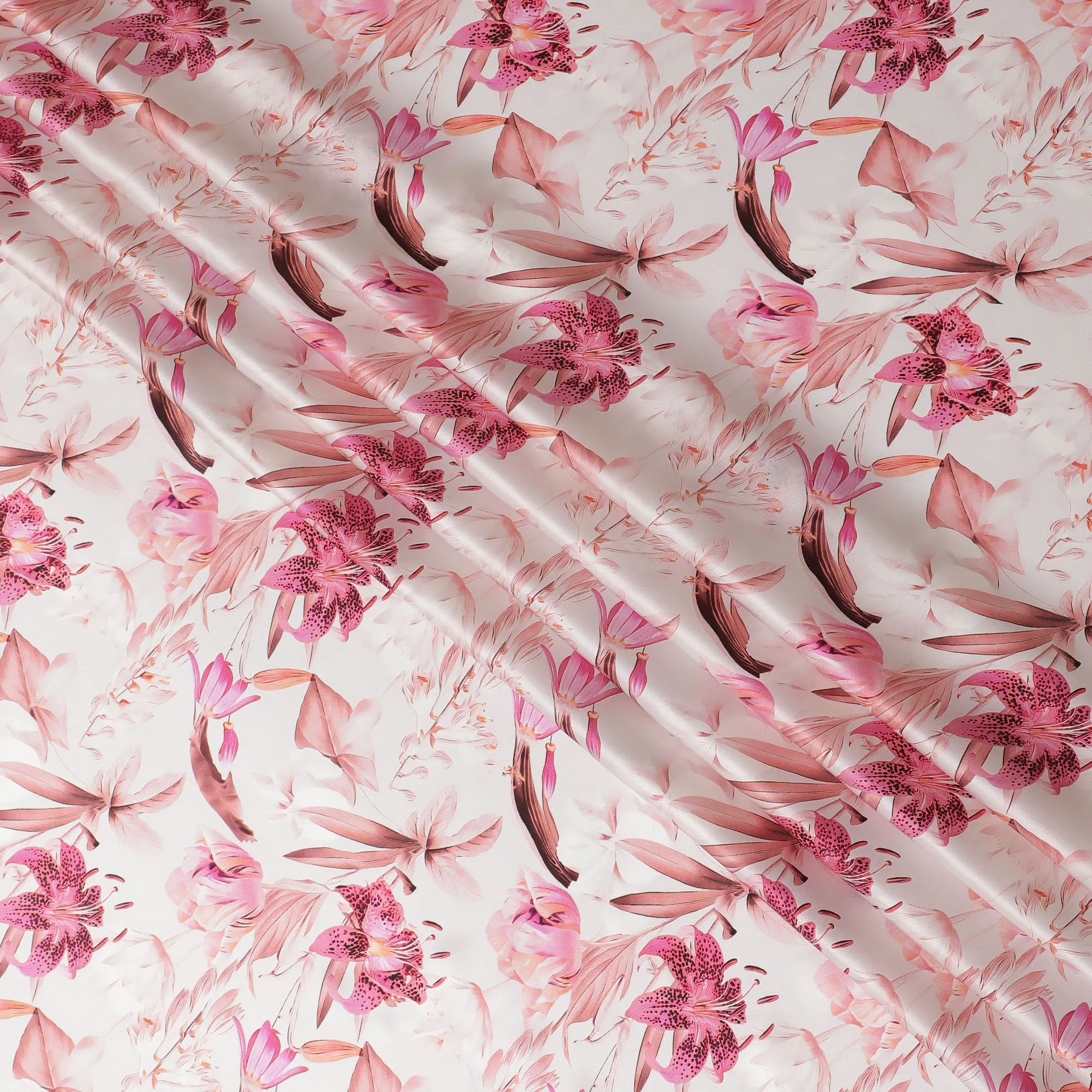 Soft Petal Pink Silk Satin Fabric - Italian Crafted, 140cm Wide - Buy Elegant Textiles Online-D18320