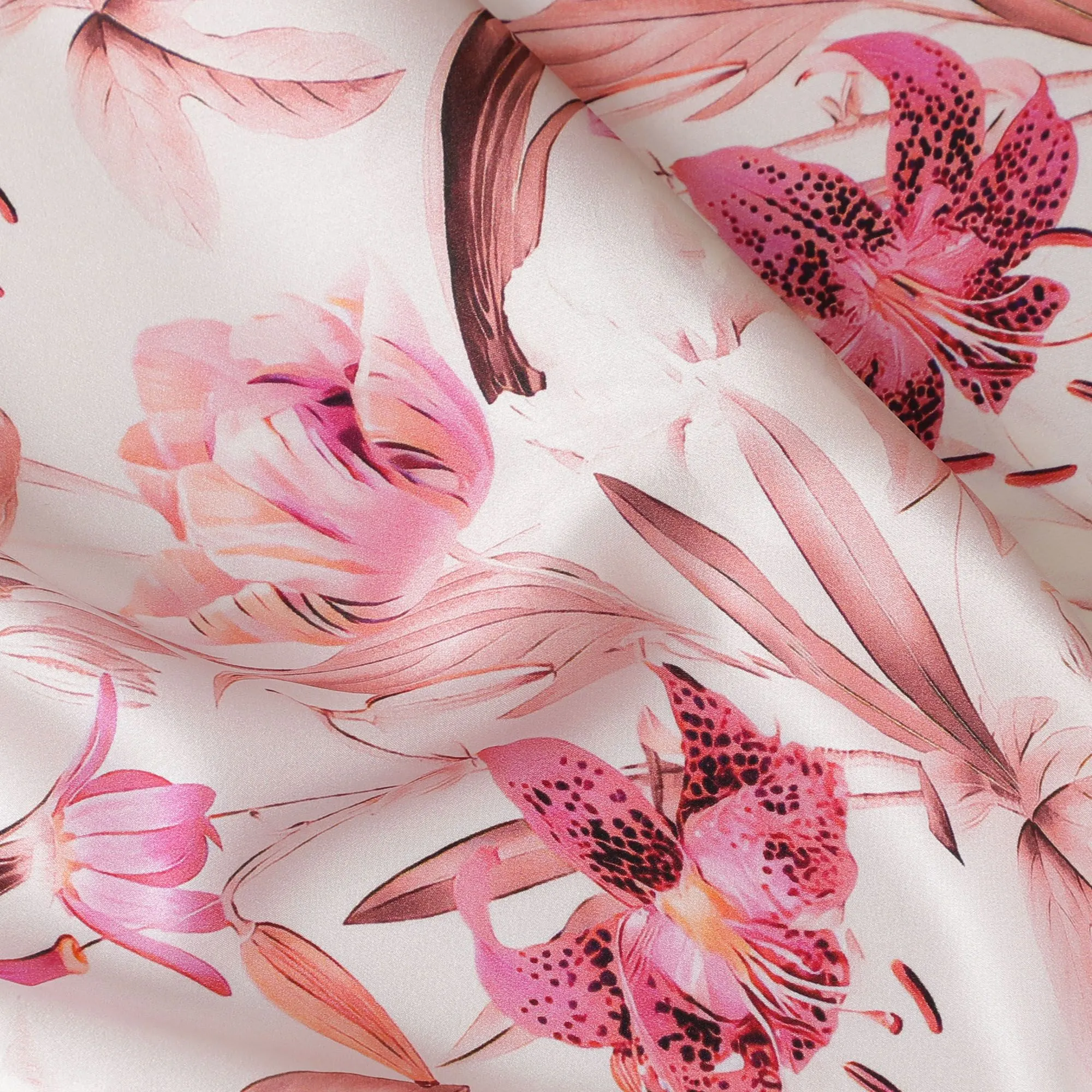 Soft Petal Pink Silk Satin Fabric - Italian Crafted, 140cm Wide - Buy Elegant Textiles Online-D18320