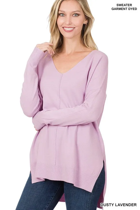 Soft V-neck Sweater - lavendar, mustard, blue, and rose