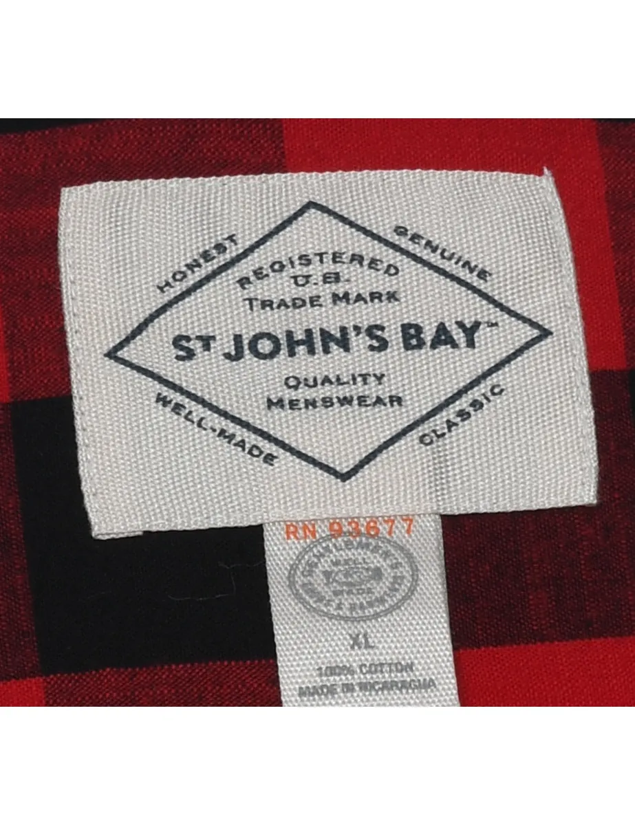 St John's Bay Checked Black & Red Flannel Shirt - XL