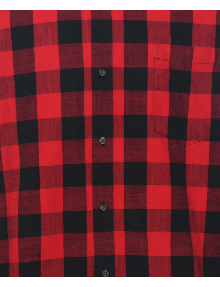 St John's Bay Checked Black & Red Flannel Shirt - XL