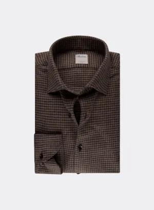 Stenströms Flannel Checked Shirt in Dark Brown