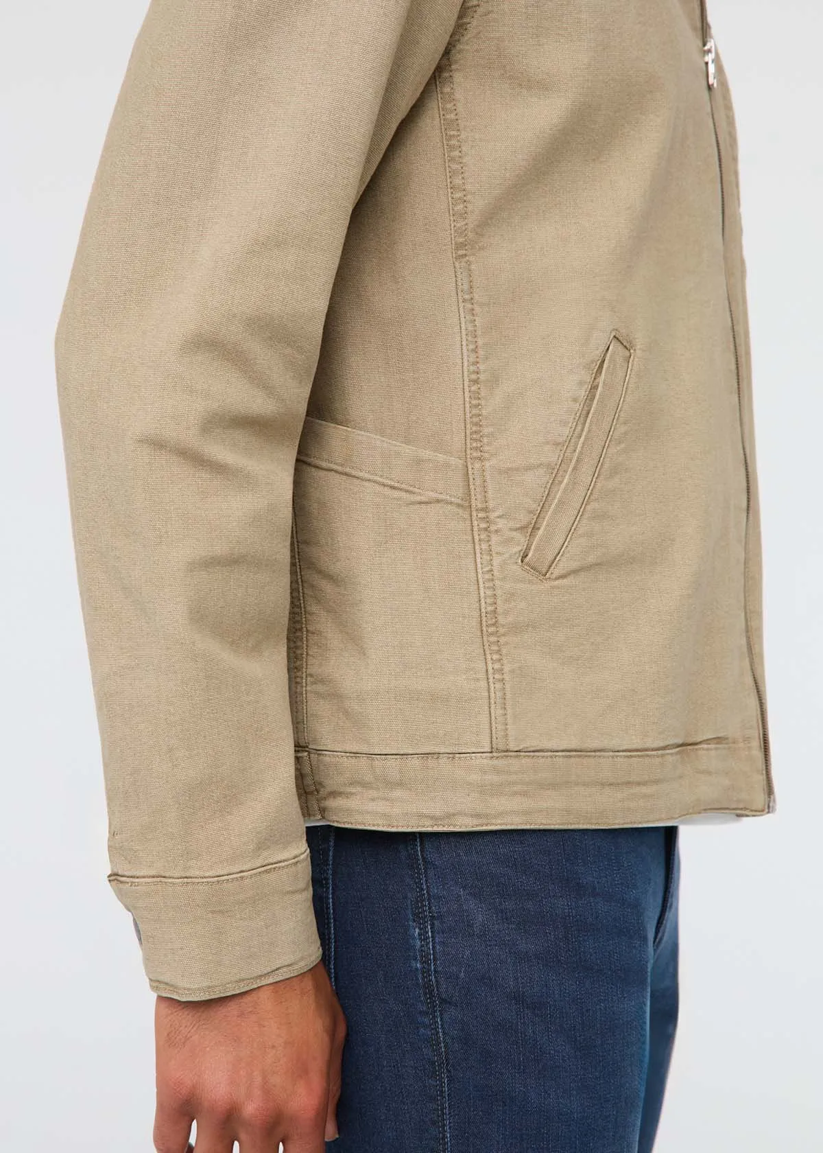 Stretch Canvas Utility Jacket - Tan