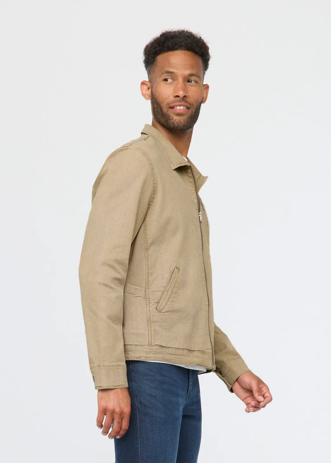 Stretch Canvas Utility Jacket - Tan