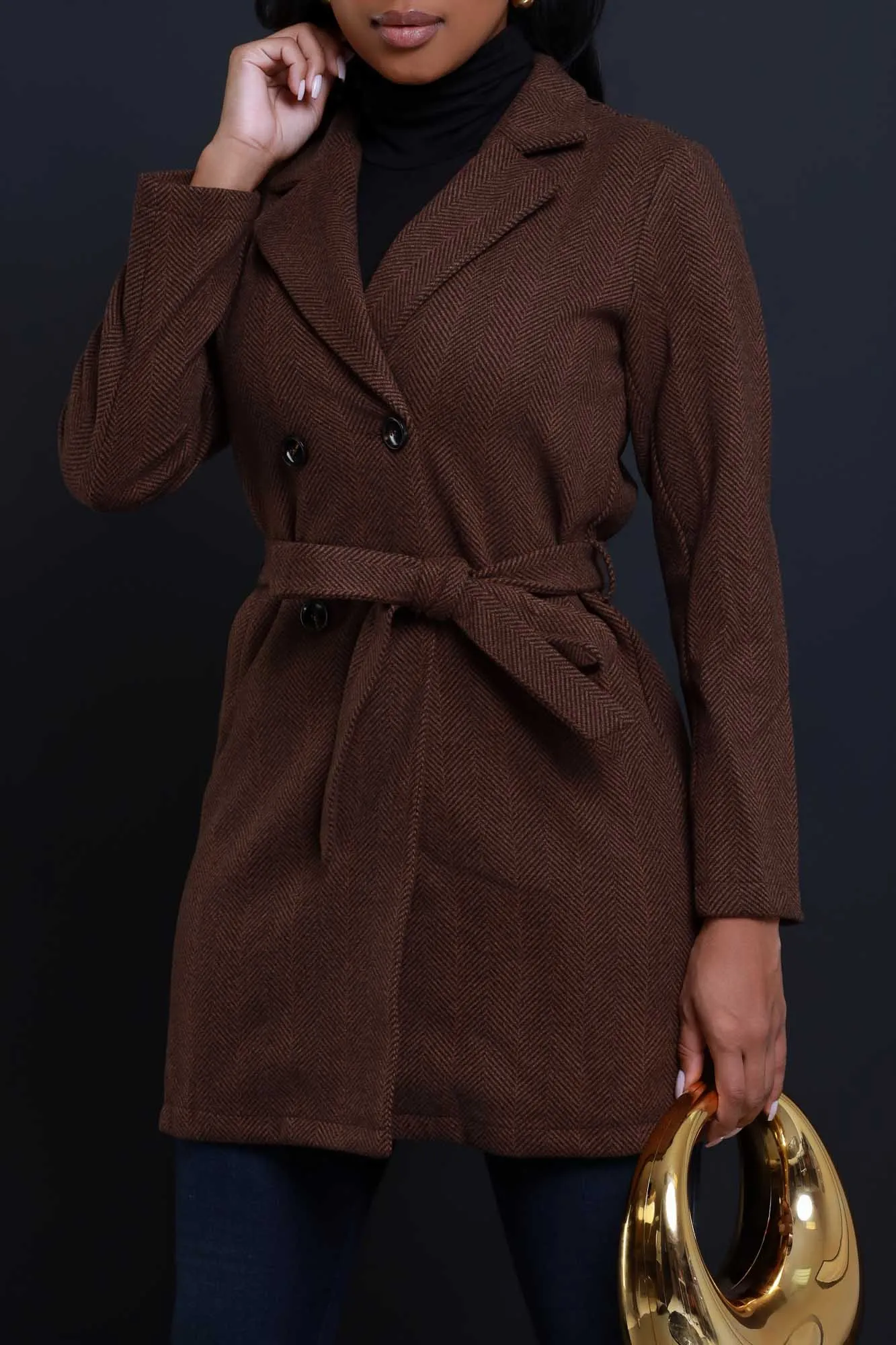 To The Future Wool Double Breasted Coat - Brown