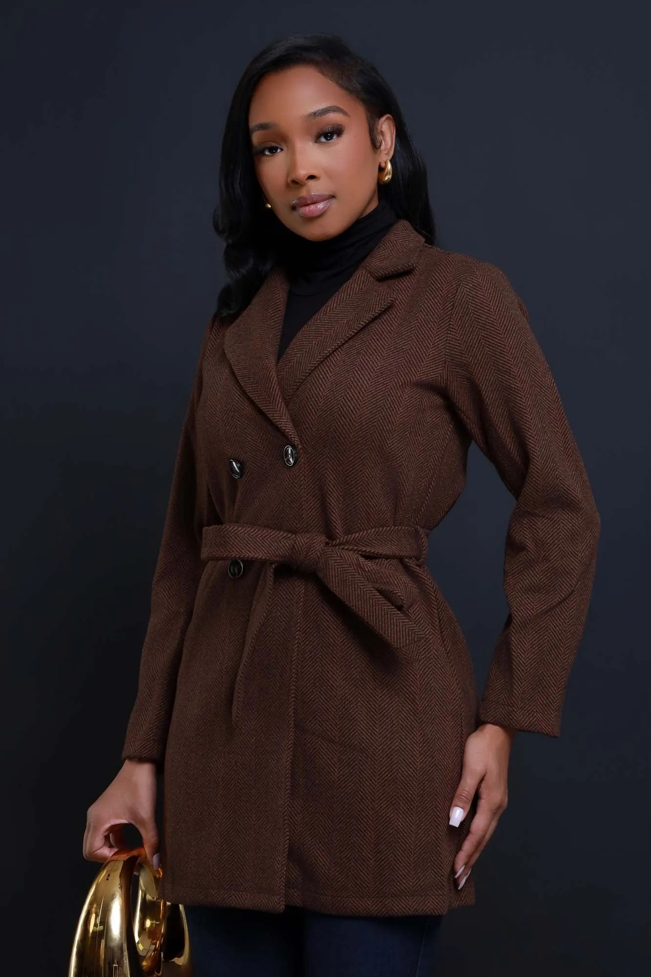 To The Future Wool Double Breasted Coat - Brown