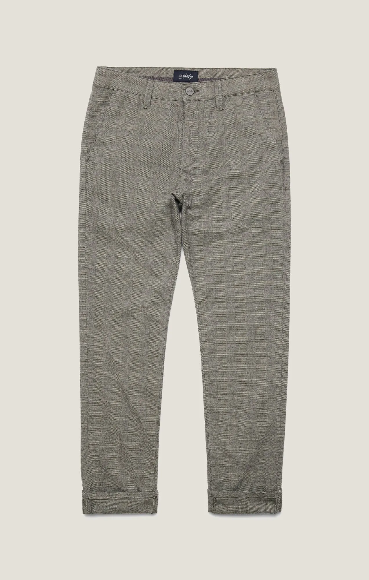 Verona Slim Leg Chino Pants in Taupe Elite Check