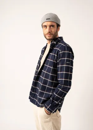 Vicente Checked Shirt - in cotton flannel (NAVY/PRUNE)