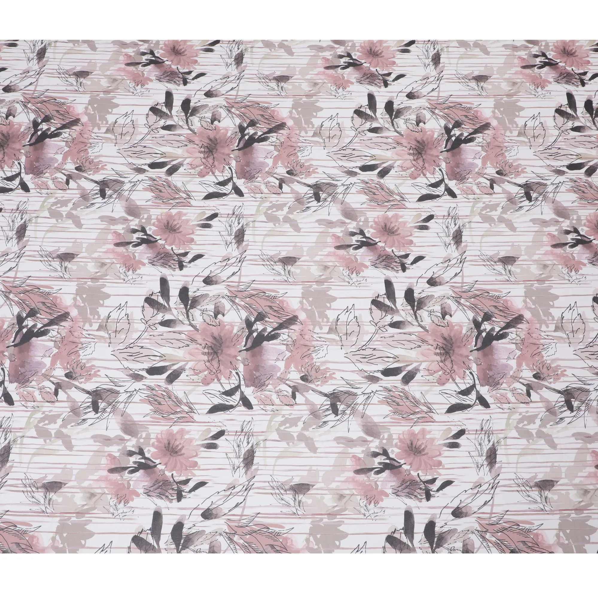 Whimsical Blush and Noir Bird Print Synthetic Modal Satin Fabric - 110cm Wide, Artistic Elegance, Perfect for Unique Creations-D18418