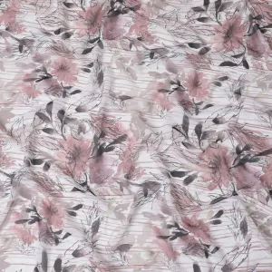 Whimsical Blush and Noir Bird Print Synthetic Modal Satin Fabric - 110cm Wide, Artistic Elegance, Perfect for Unique Creations-D18418