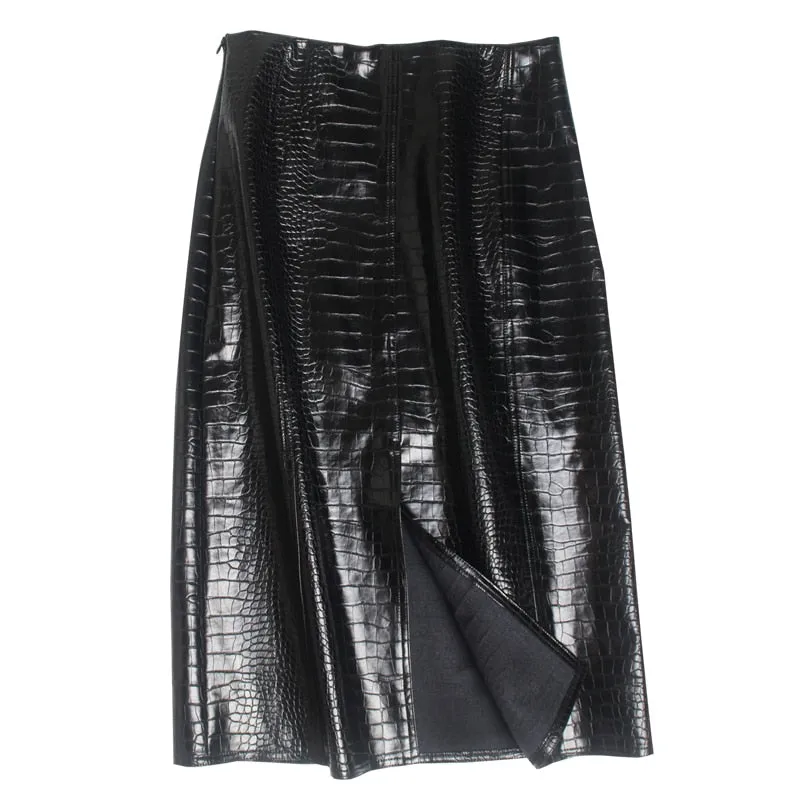 Wild For You Croco Midi Skirt