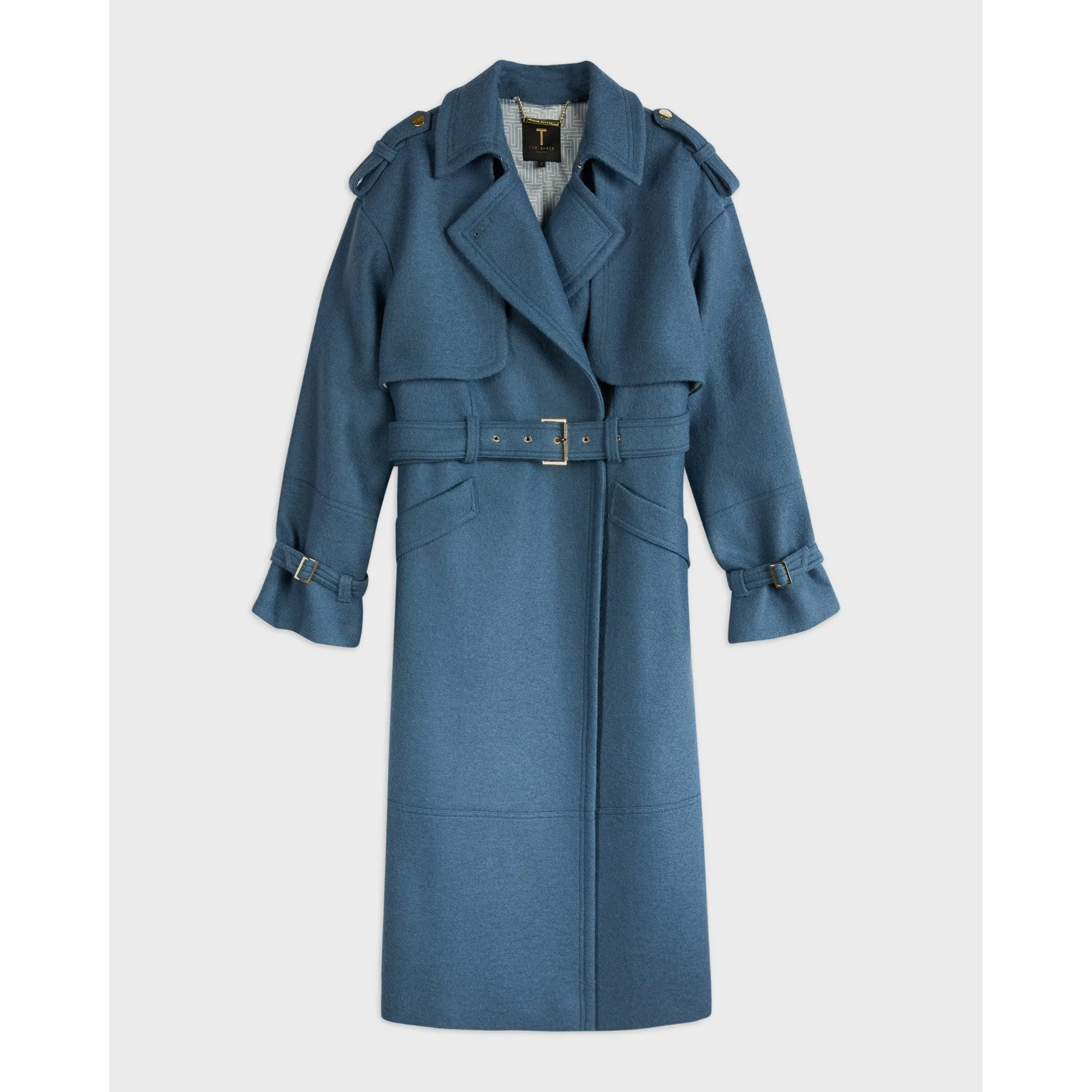 Women Wmo-Liiliey-Boiled Wool Trench Coat - Mid-Blue