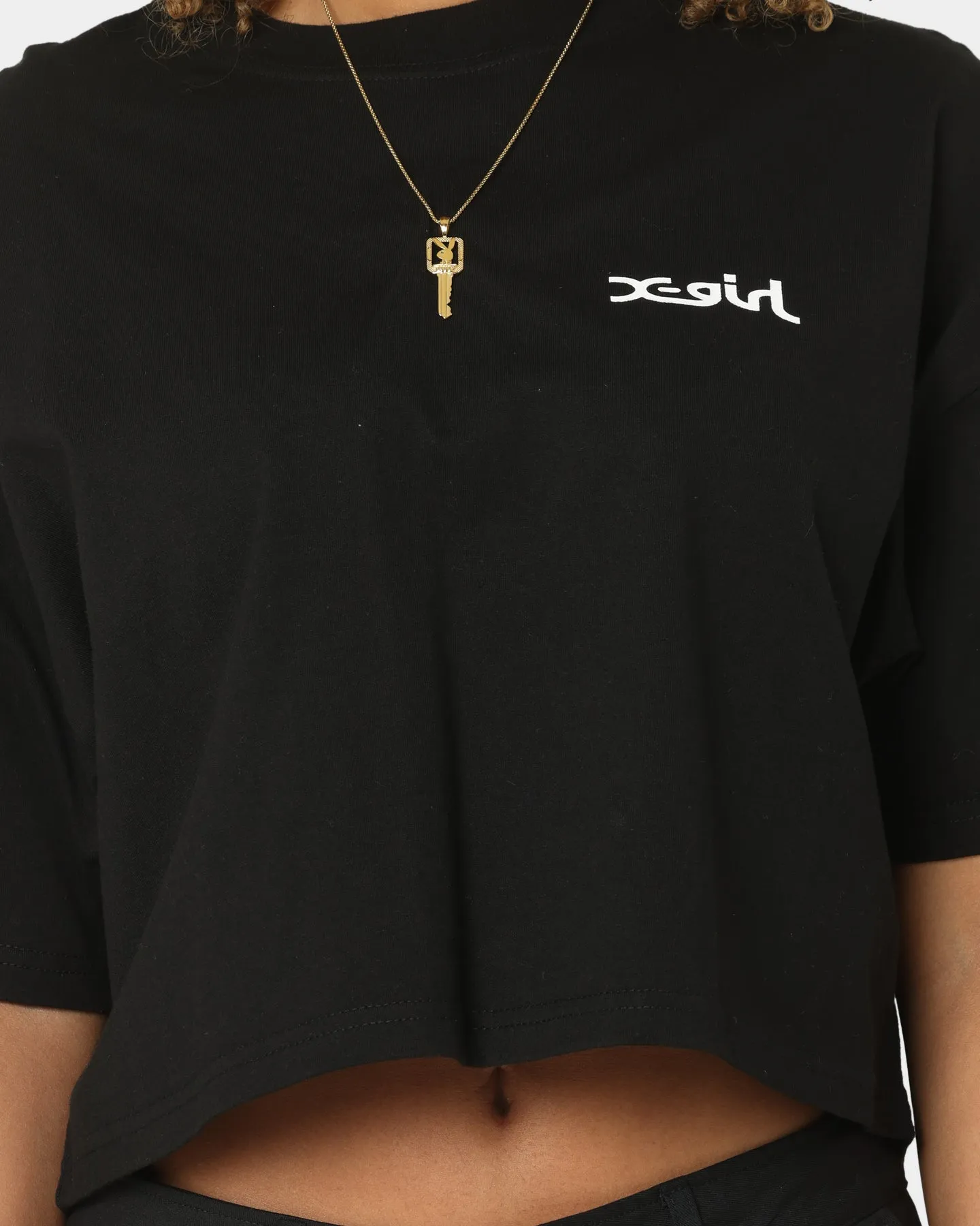 X-Girl Women's Jelly Logo Crop T-Shirt Black