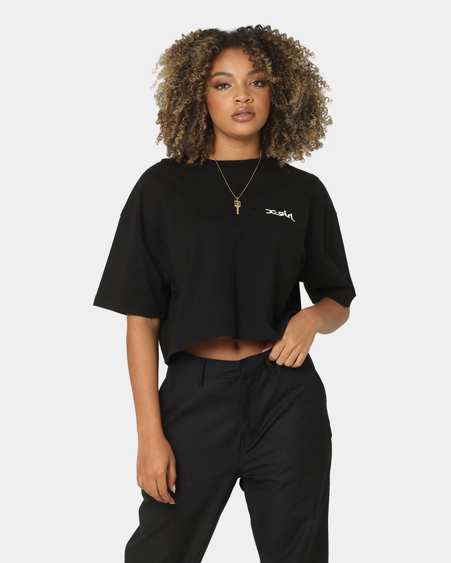 X-Girl Women's Jelly Logo Crop T-Shirt Black