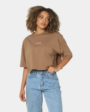 X-Girl Women's Jelly Logo Crop T-Shirt Brown