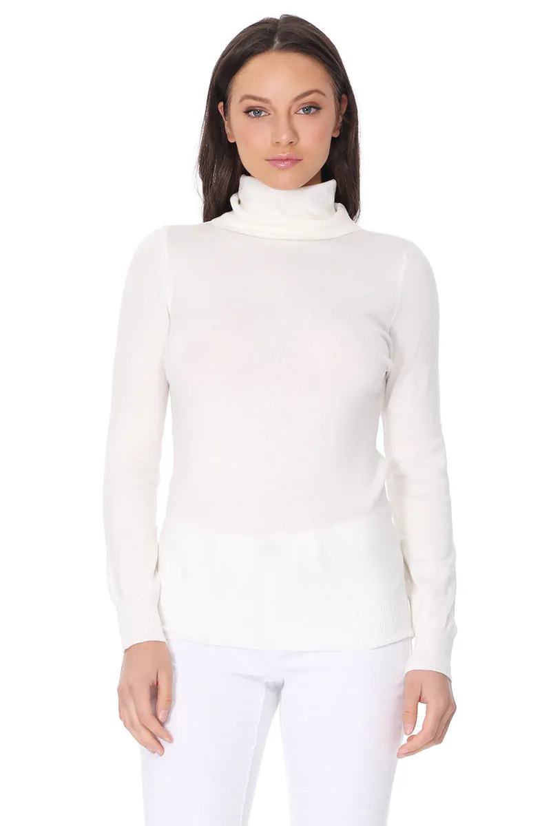 YEMAK Women's Classic Fitted Long Sleeve Turtleneck Pullover Sweater MK3349 (S-L)