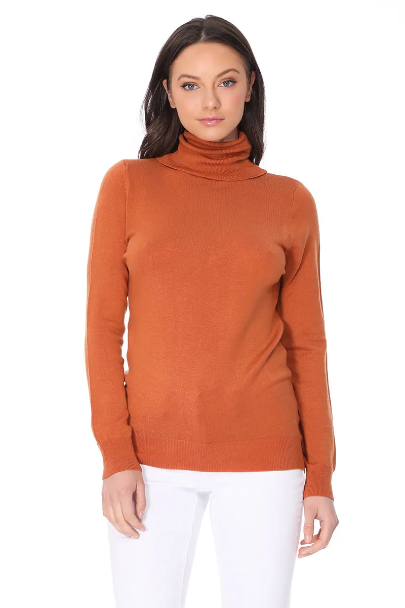 YEMAK Women's Classic Fitted Long Sleeve Turtleneck Pullover Sweater MK3349 (S-L)