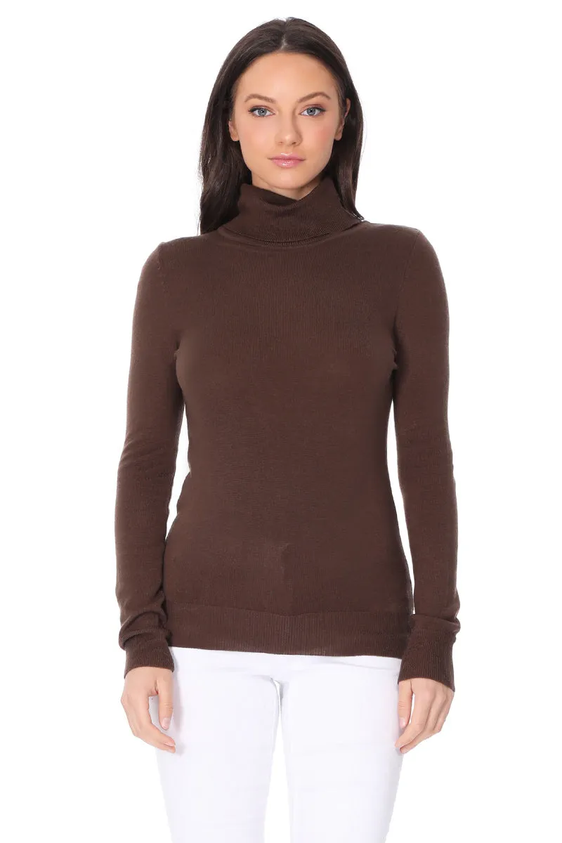 YEMAK Women's Classic Fitted Long Sleeve Turtleneck Pullover Sweater MK3349 (S-L)